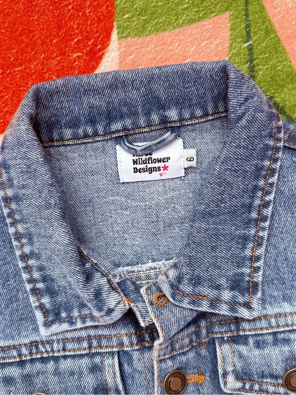 Girls Blue Denim Jacket with Pink 'LOVER' Patches